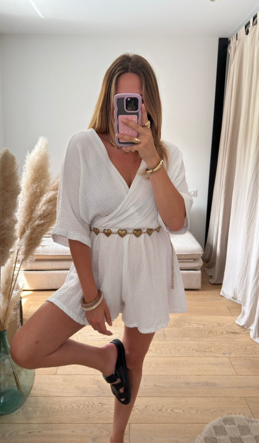 Combishort en gaze de coton