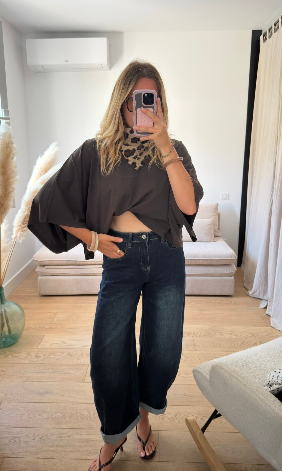 ZOÉ — T-SHIRT OVERSIZE CHAUVE-SOURIS MARRON