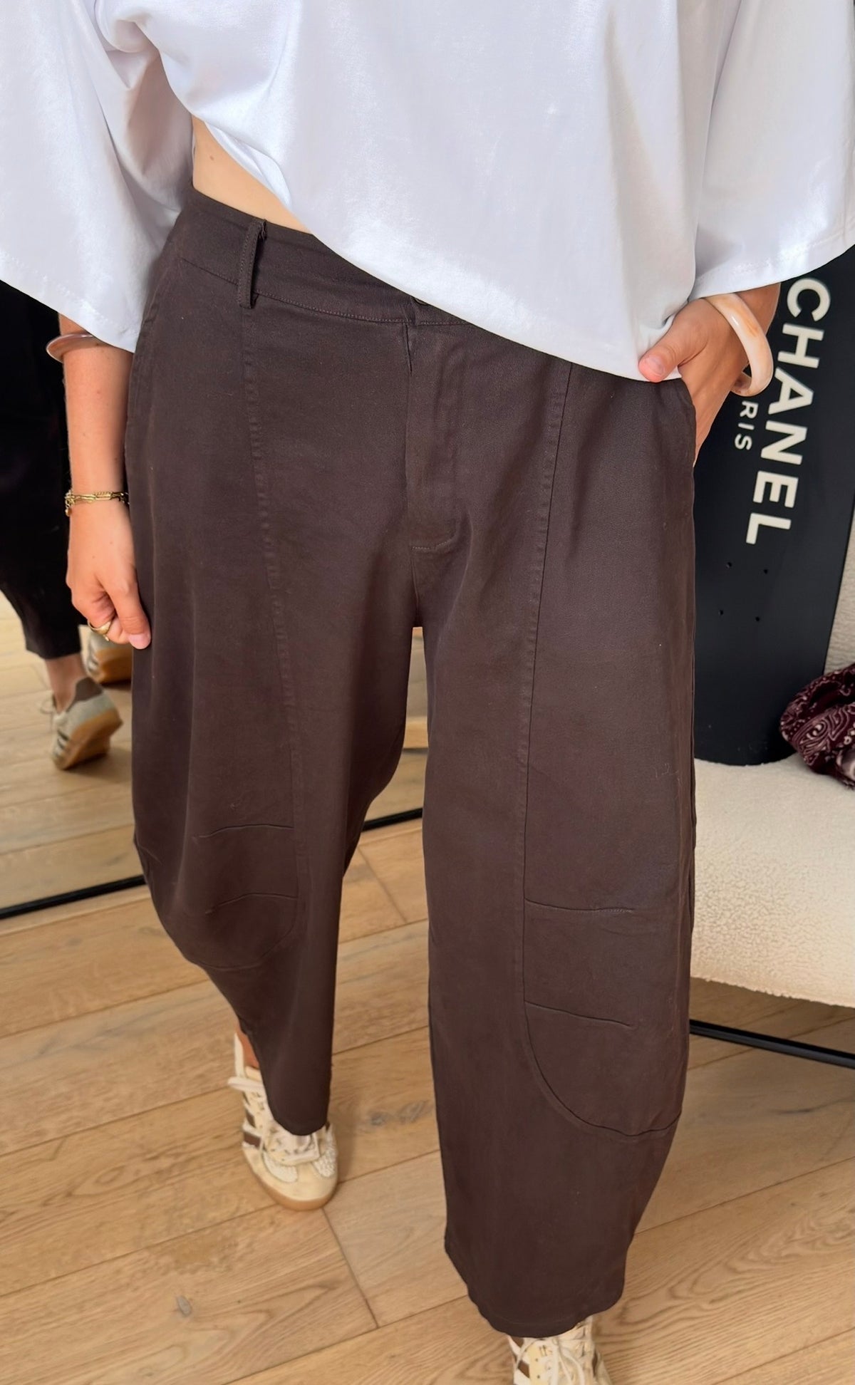 SASHA - PANTALON BARREL MARRON