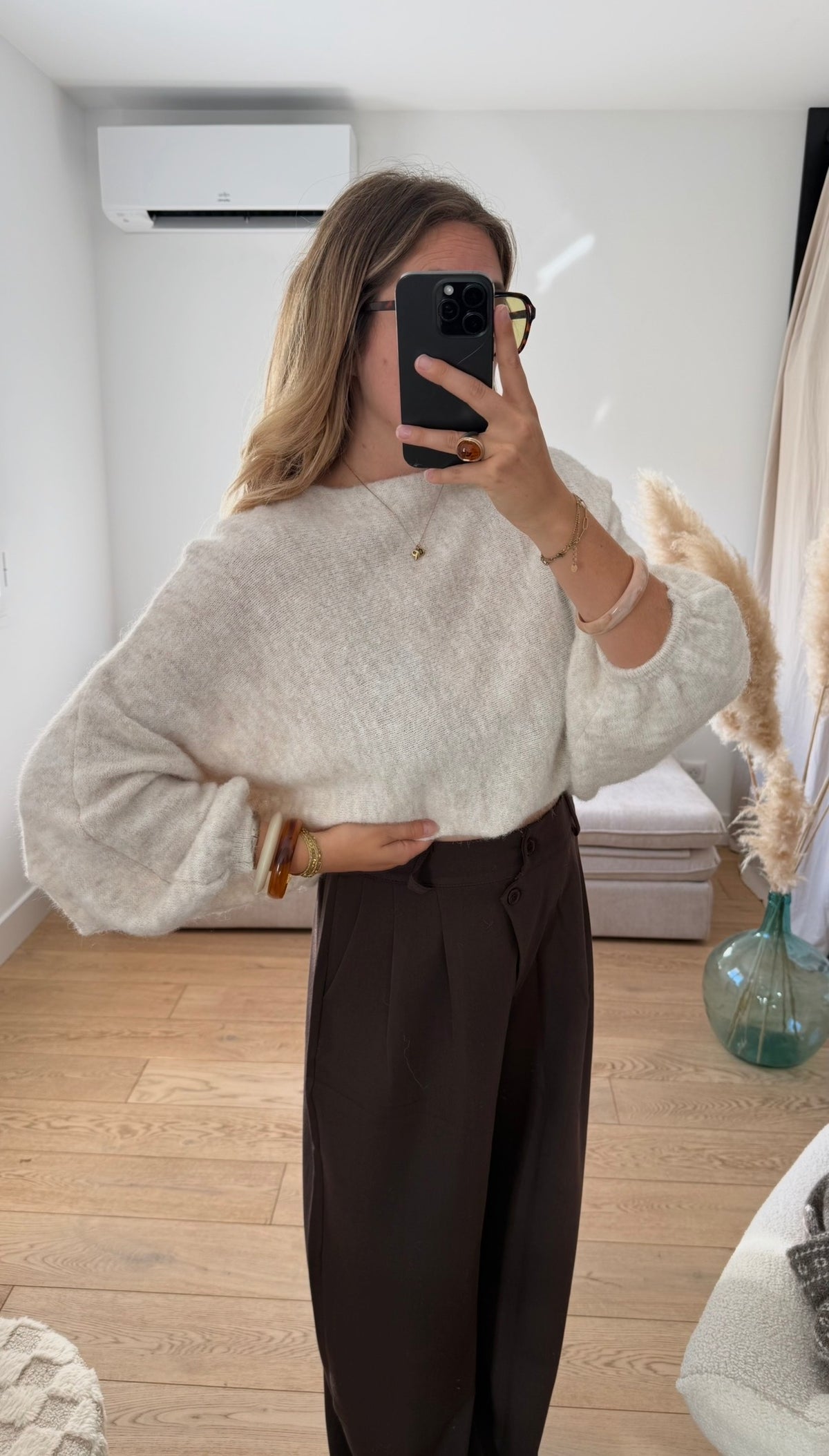 STELLA - pull oversize à manches ballon crème