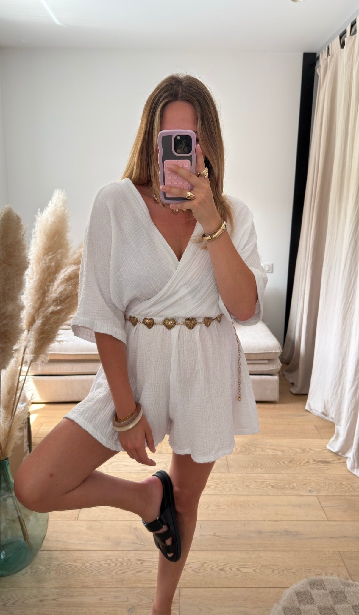Combishort en gaze de coton