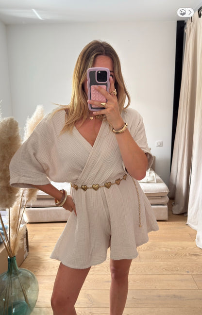 Combishort en gaze de coton