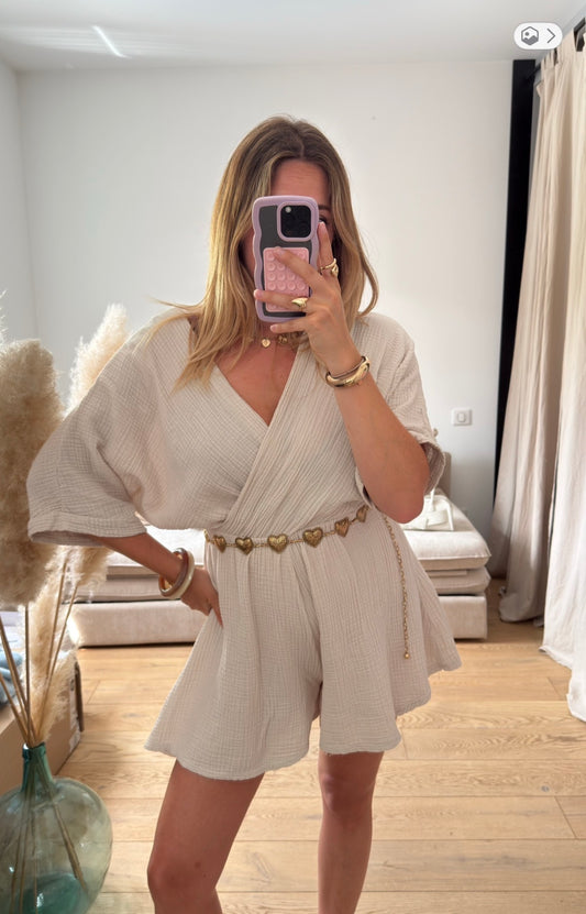 Combishort en gaze de coton