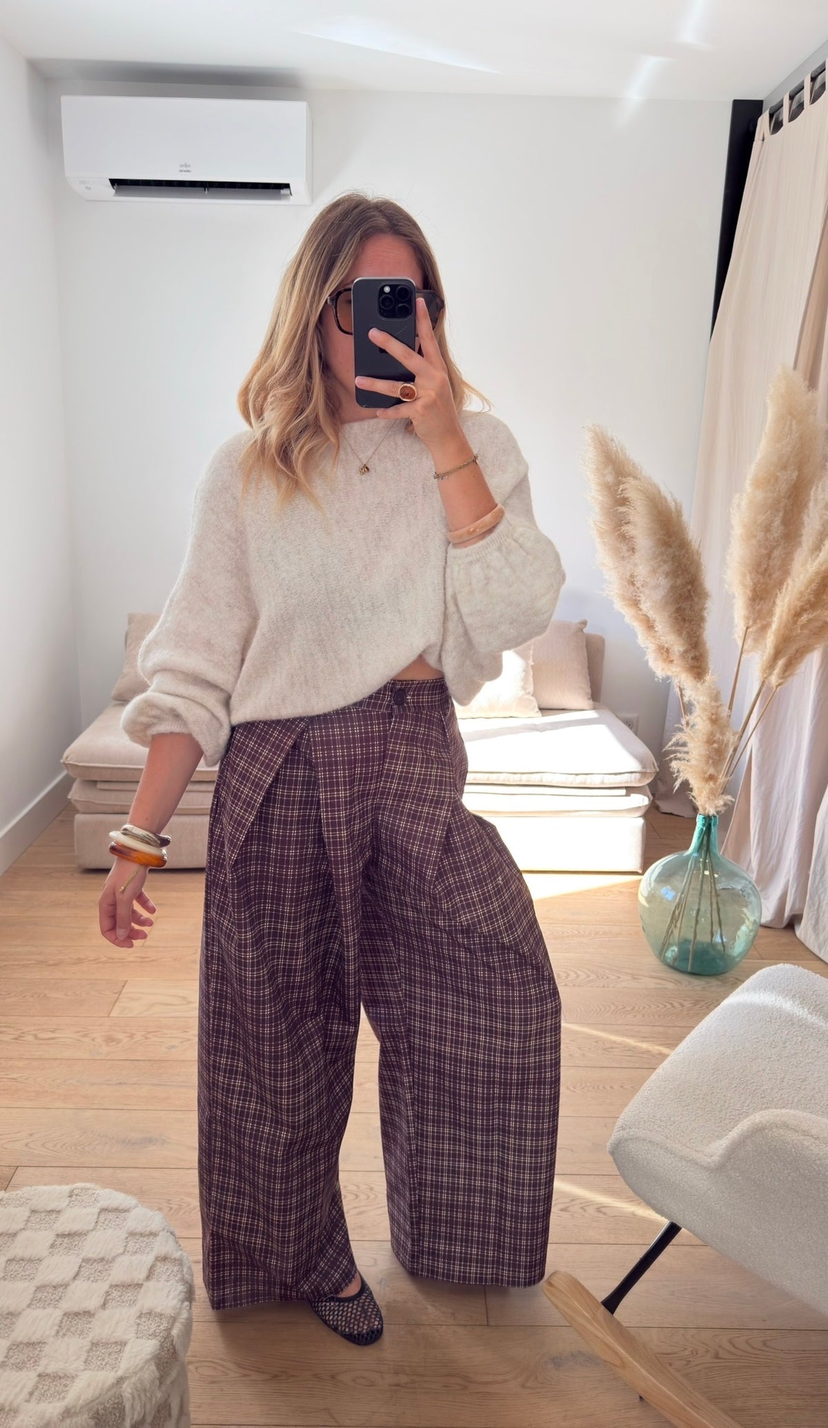 IVY - pantalon ample à carreaux