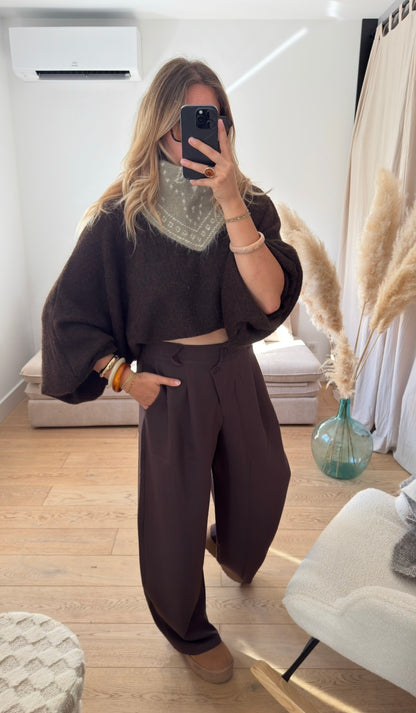 MILA - foulard triangle bandana en maille olive