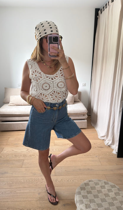 Top en crochet blanc