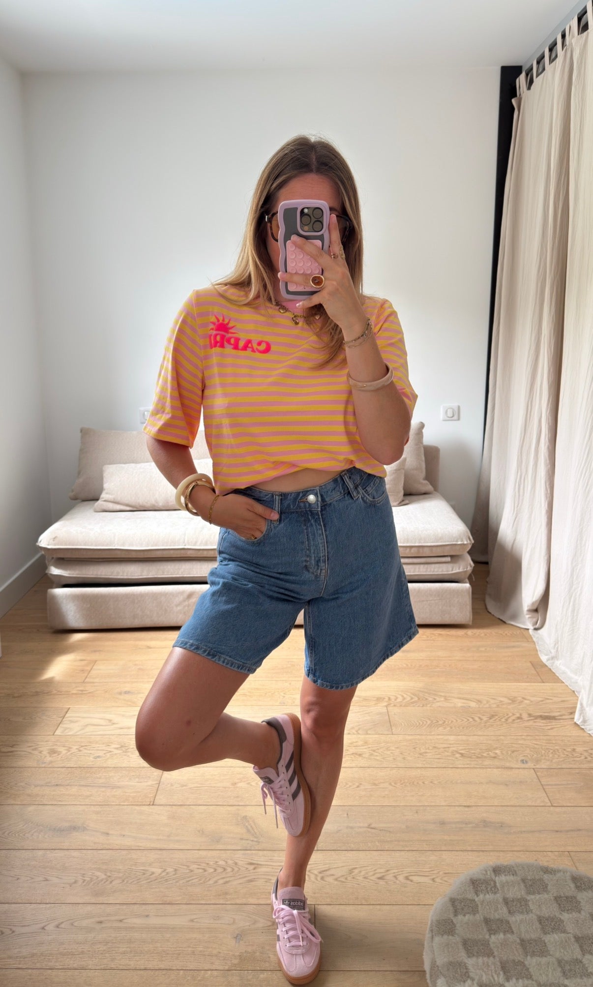 Marinière Capri rose & jaune