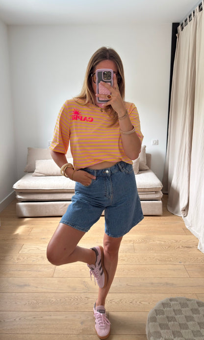 Marinière Capri rose & jaune