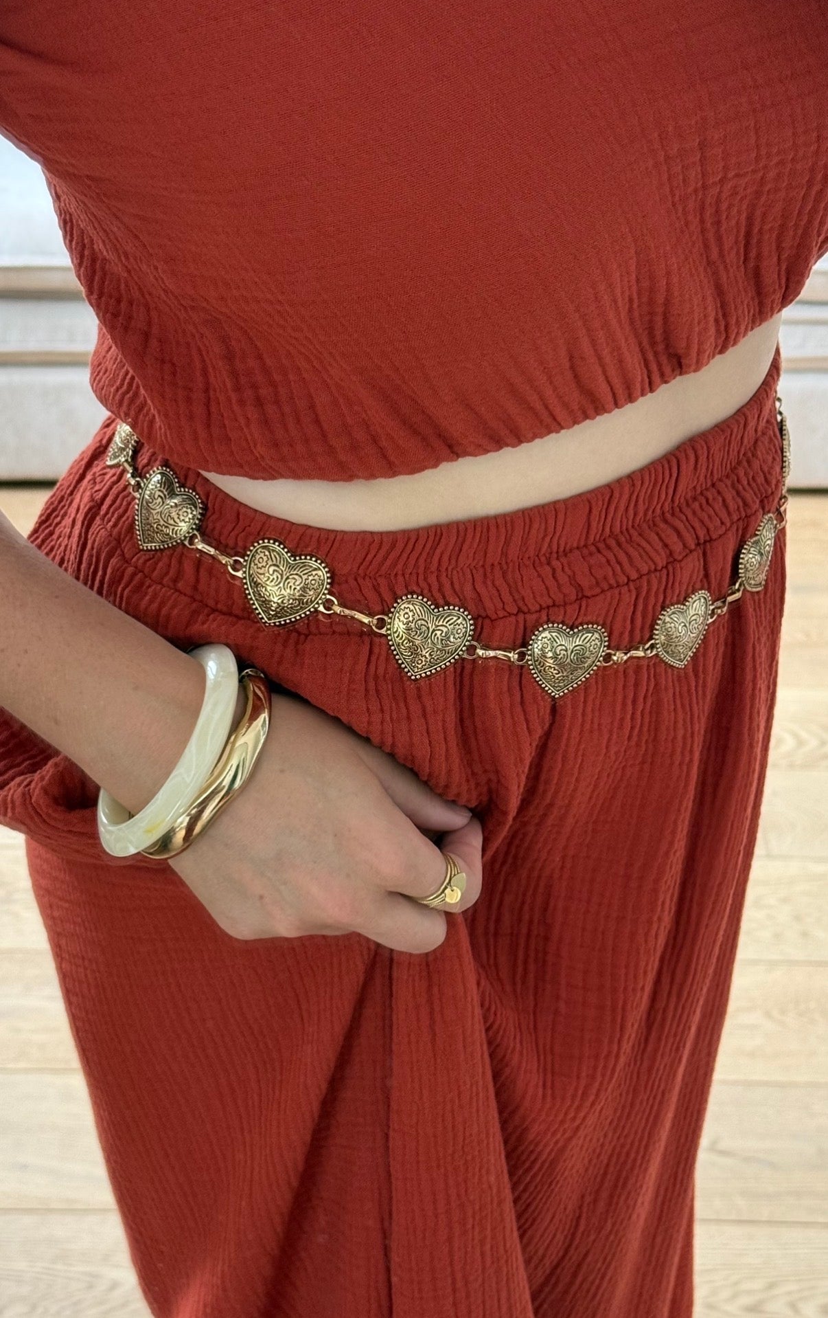 Ensemble gaze de coton Terracotta