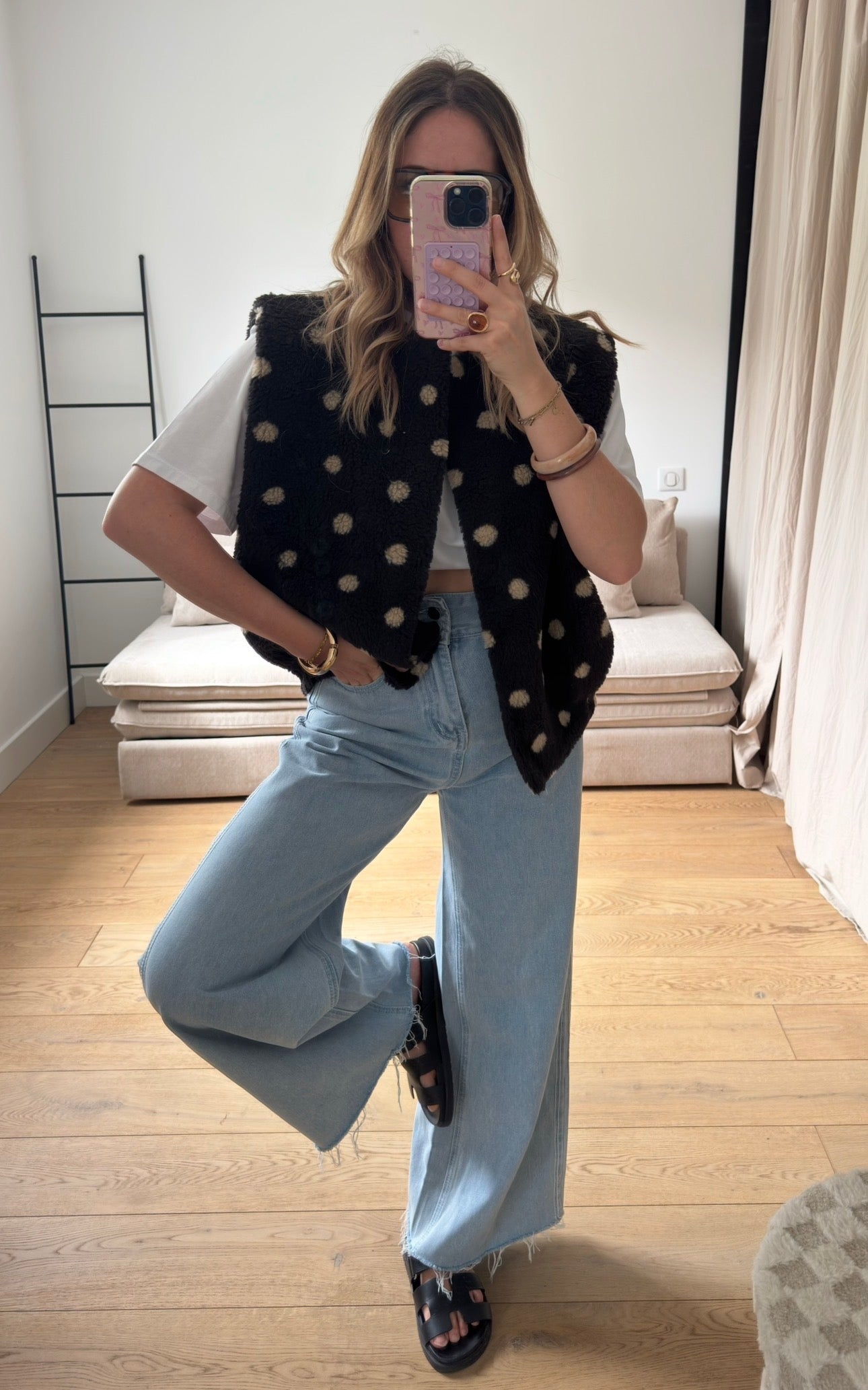 Veste sans manches à pois