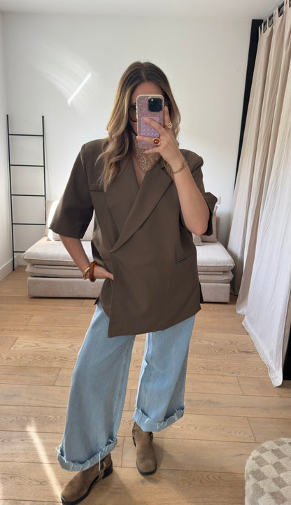 Blazer oversize manches courtes