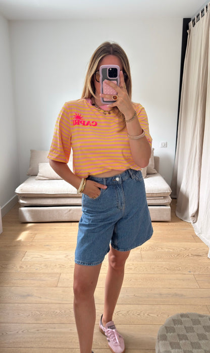 Marinière Capri rose & jaune