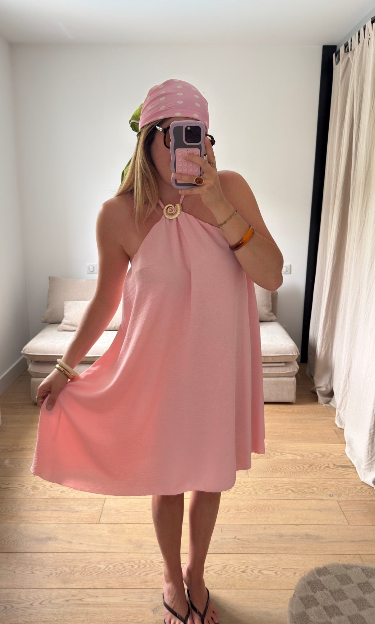 Robe dos nu coquillages rose 🐚