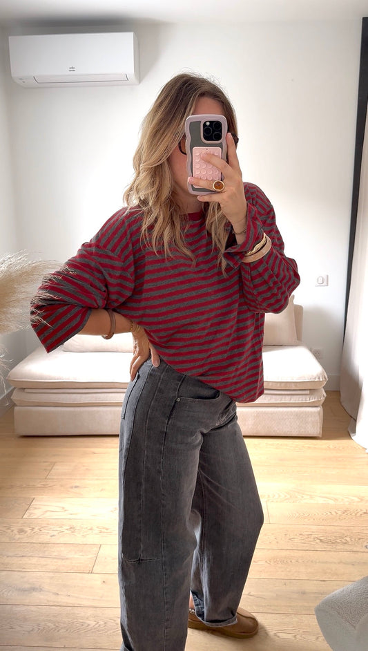 JUNE - MARINIÈRE BORDEAUX & GRIS