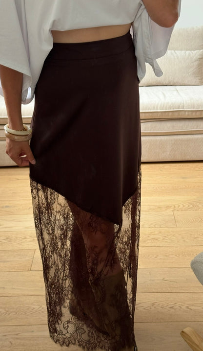 LOU — JUPE EN SATIN AVEC DENTELLE