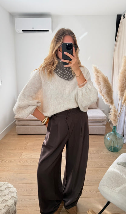 STELLA - pull oversize à manches ballon crème