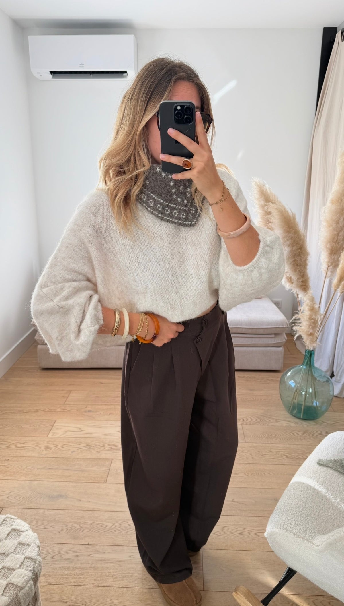 STELLA - pull oversize à manches ballon crème