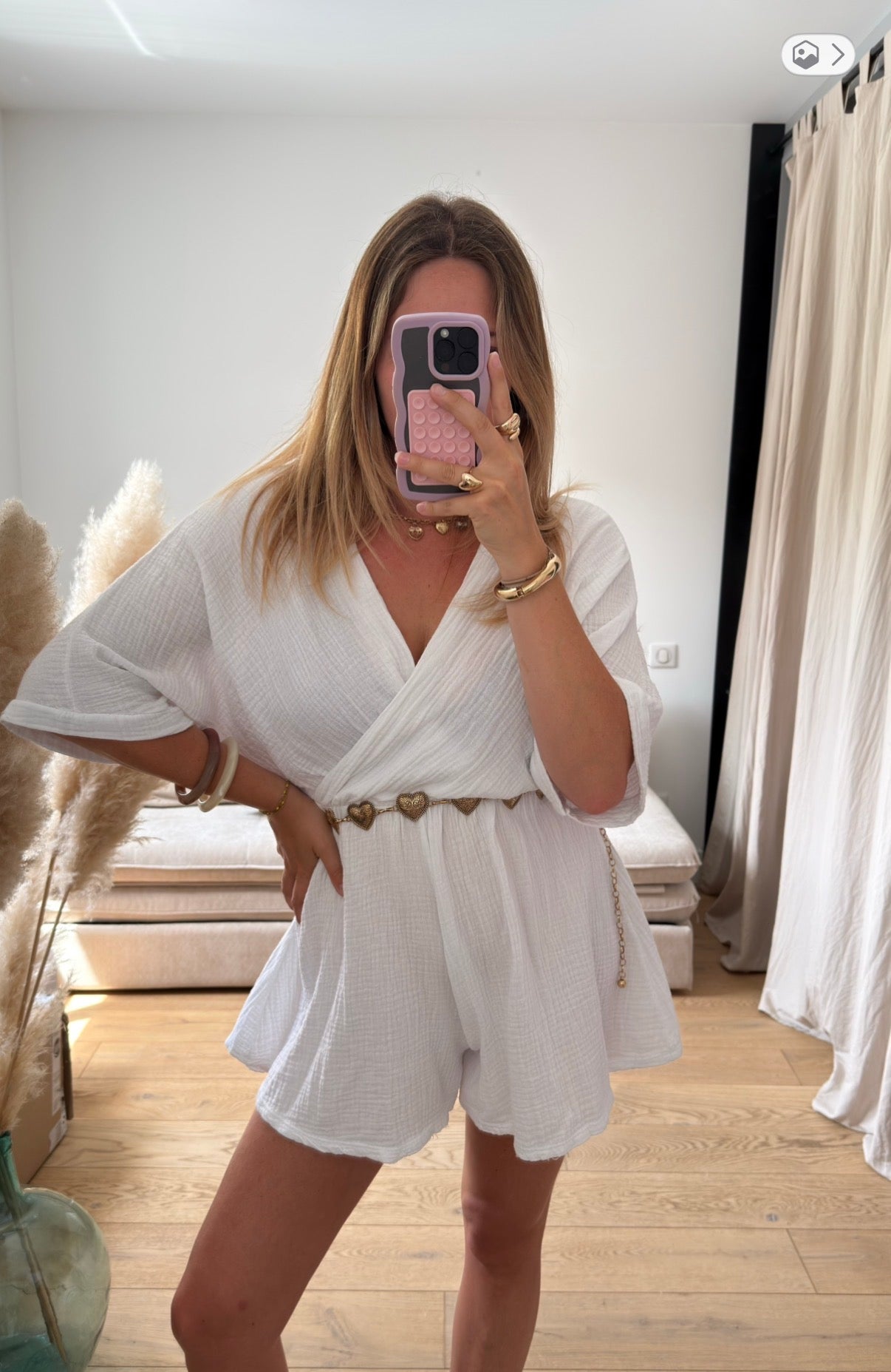 Combishort en gaze de coton