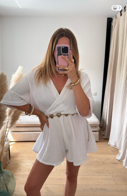 Combishort en gaze de coton