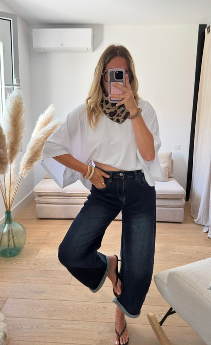 ZOÉ — T-SHIRT OVERSIZE CHAUVE-SOURIS BLANC