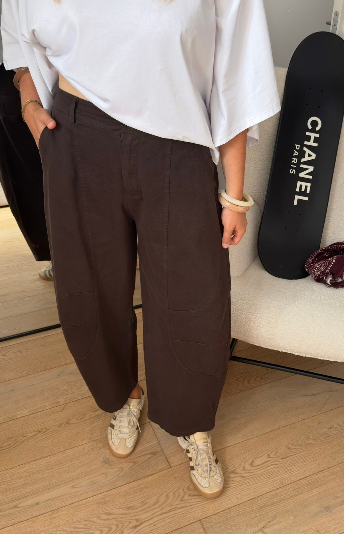SASHA - PANTALON BARREL MARRON