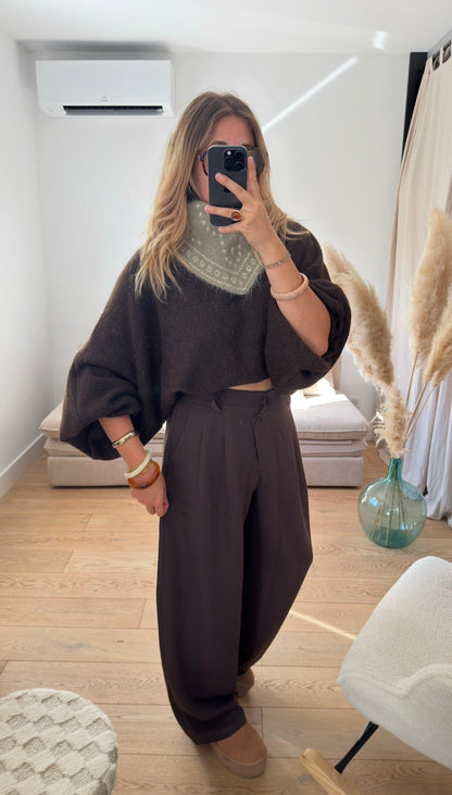 EDEN - pantalon de costume marron oversize