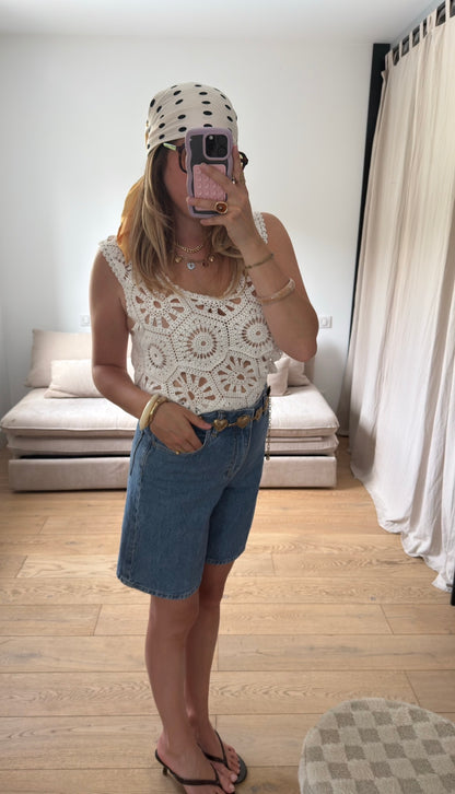 Top en crochet blanc