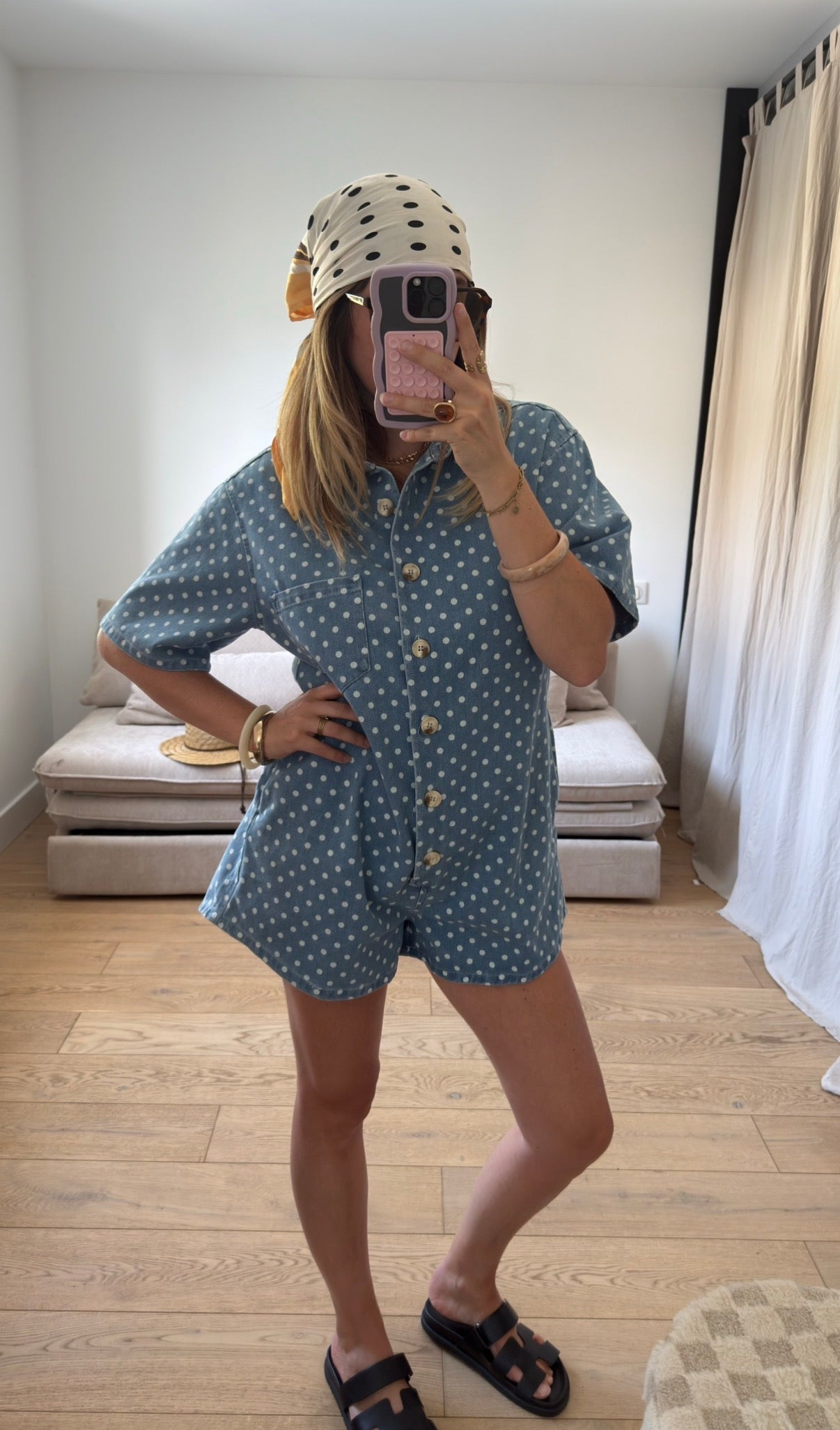 Combishort à motif pois
