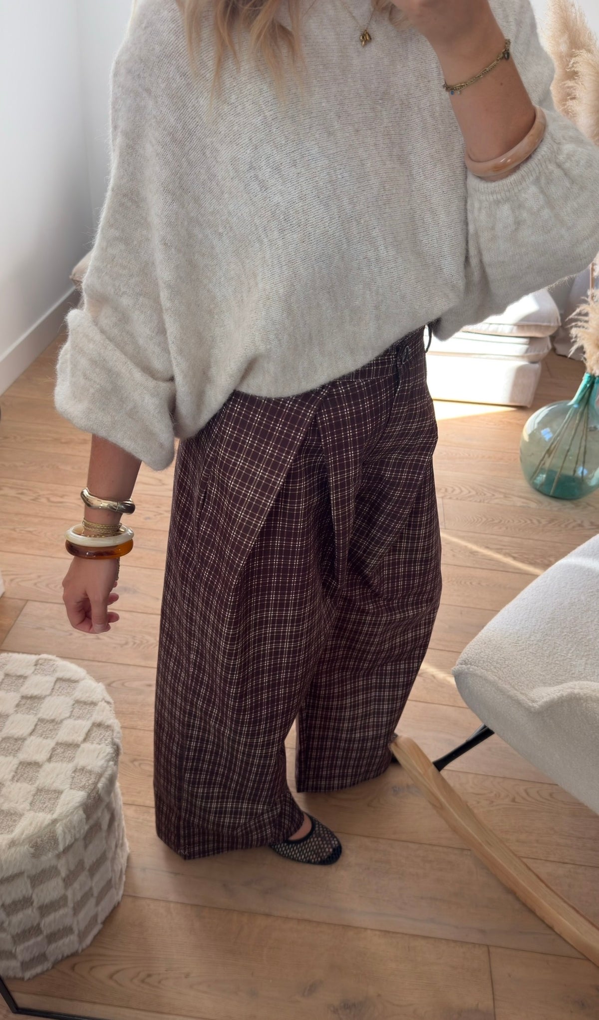 IVY - pantalon ample à carreaux