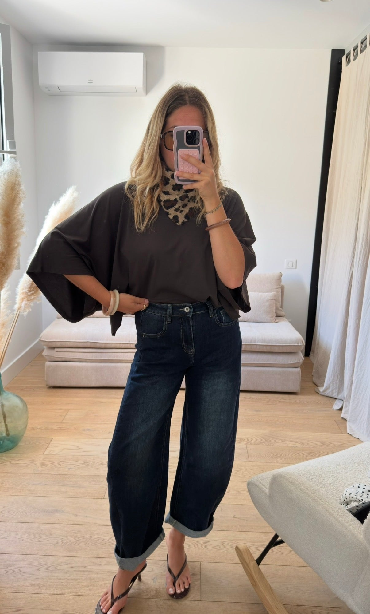 ZOÉ — T-SHIRT OVERSIZE CHAUVE-SOURIS MARRON
