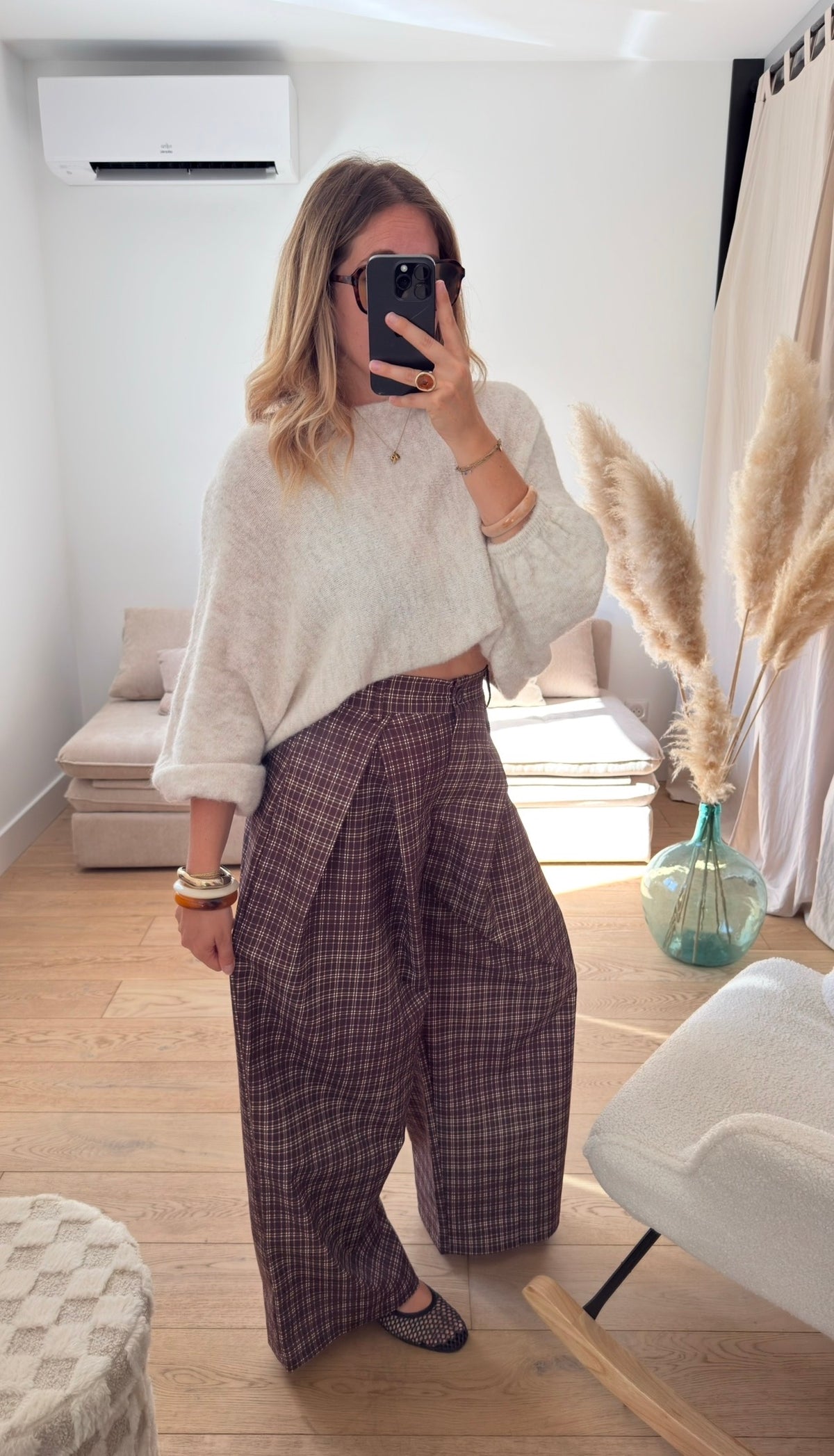 IVY - pantalon ample à carreaux