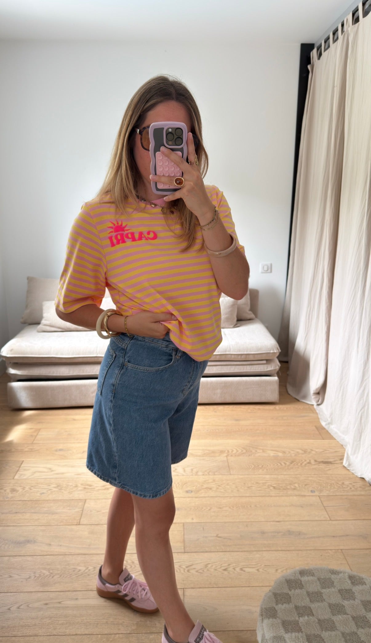 Marinière Capri rose & jaune