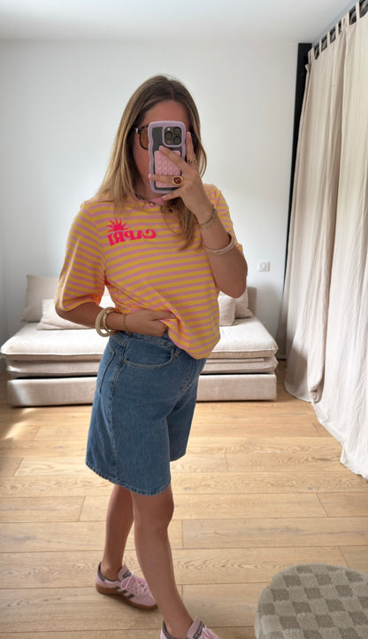Marinière Capri rose & jaune