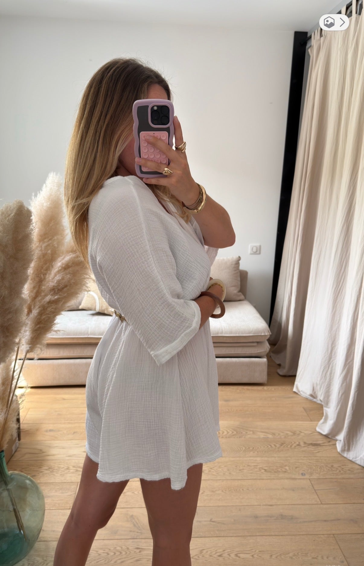 Combishort en gaze de coton