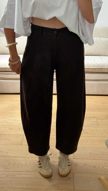 SASHA - PANTALON BARREL MARRON