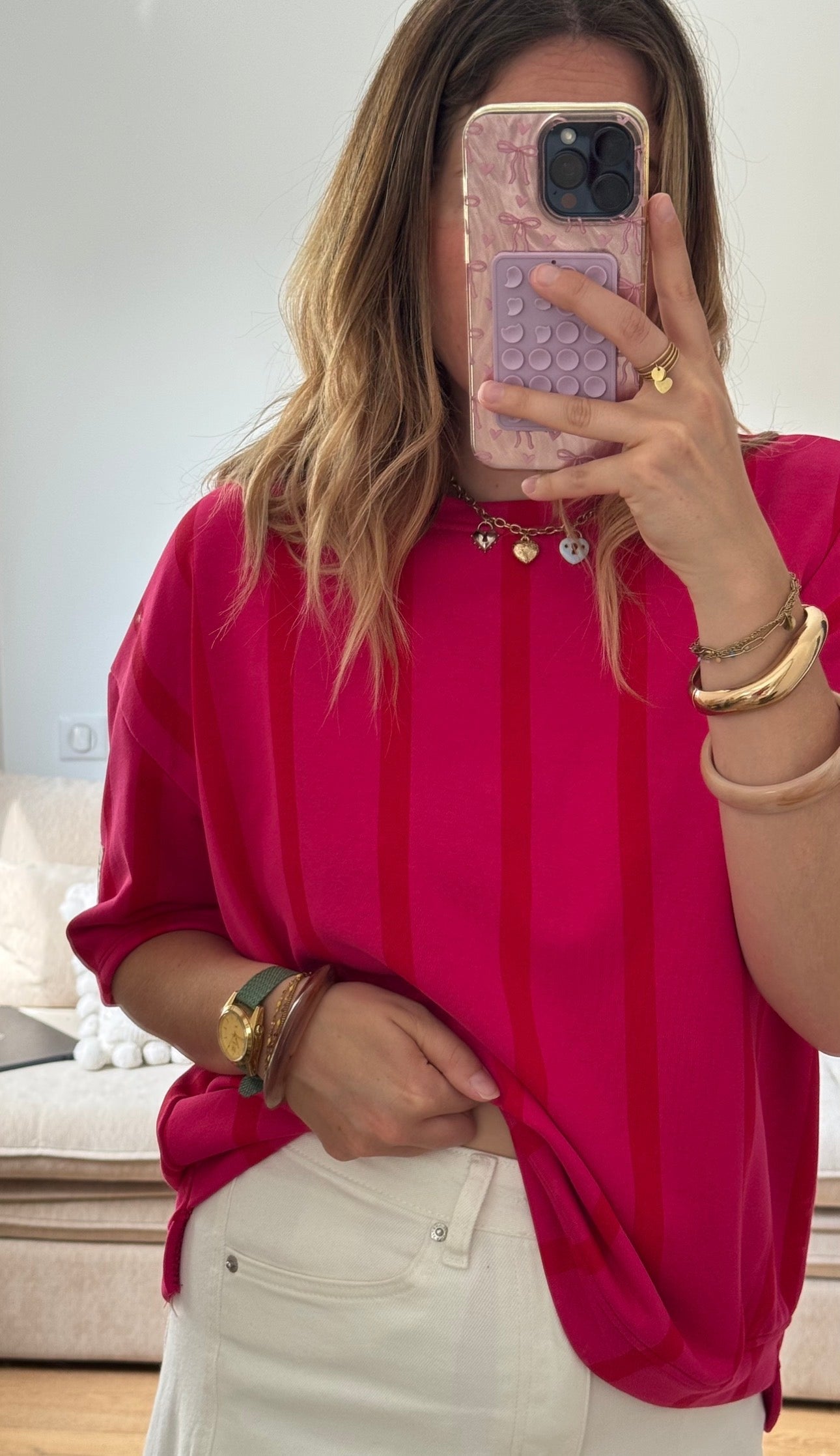 T-shirt loose fuschia