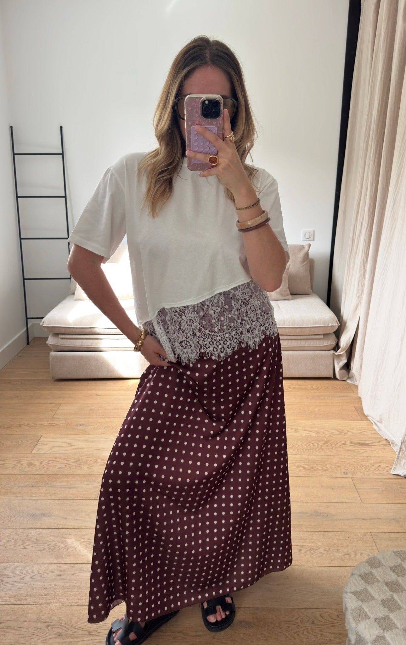 Jupe longue à pois