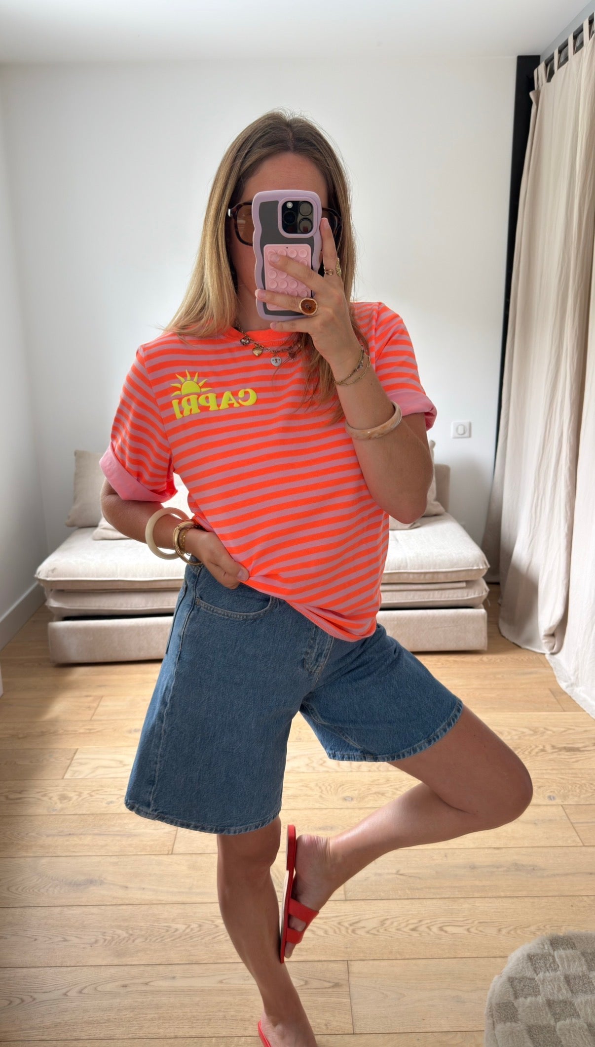 Marinière Capri orange et rose 💖