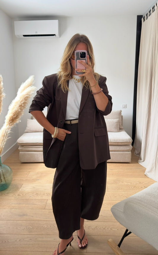 SASHA - PANTALON BARREL MARRON