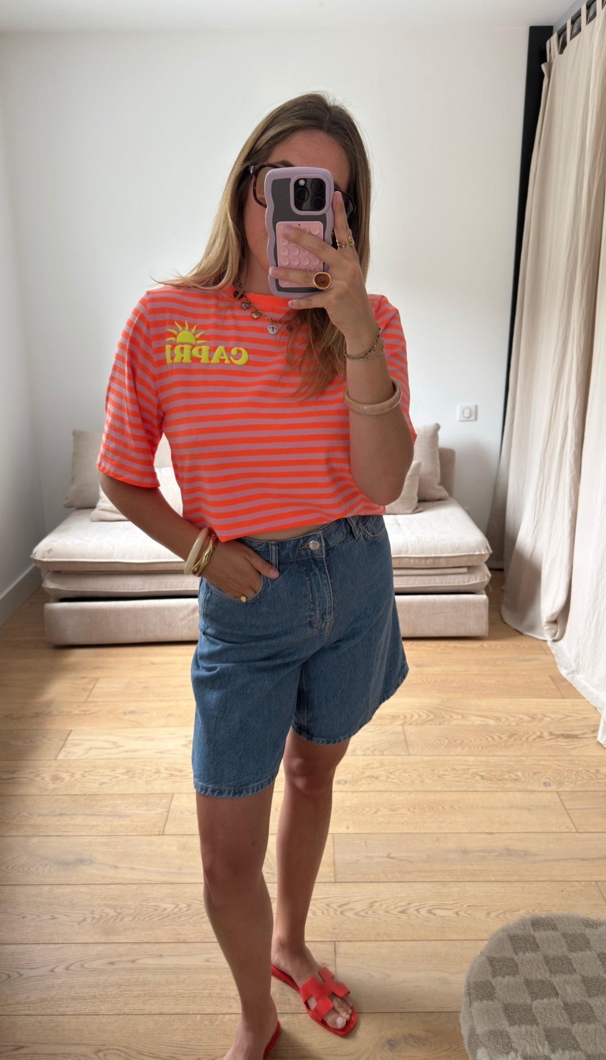 Marinière Capri orange et rose 💖