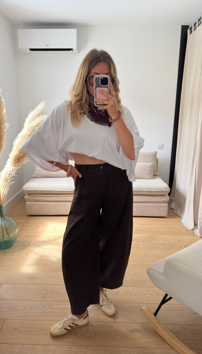 SASHA - PANTALON BARREL MARRON