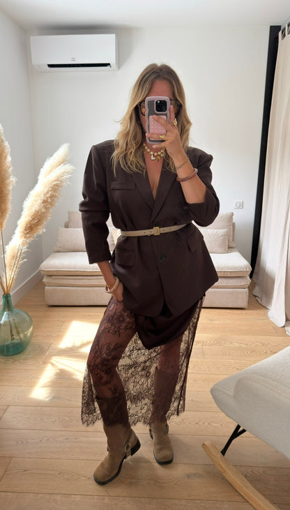 LOU — JUPE EN SATIN AVEC DENTELLE