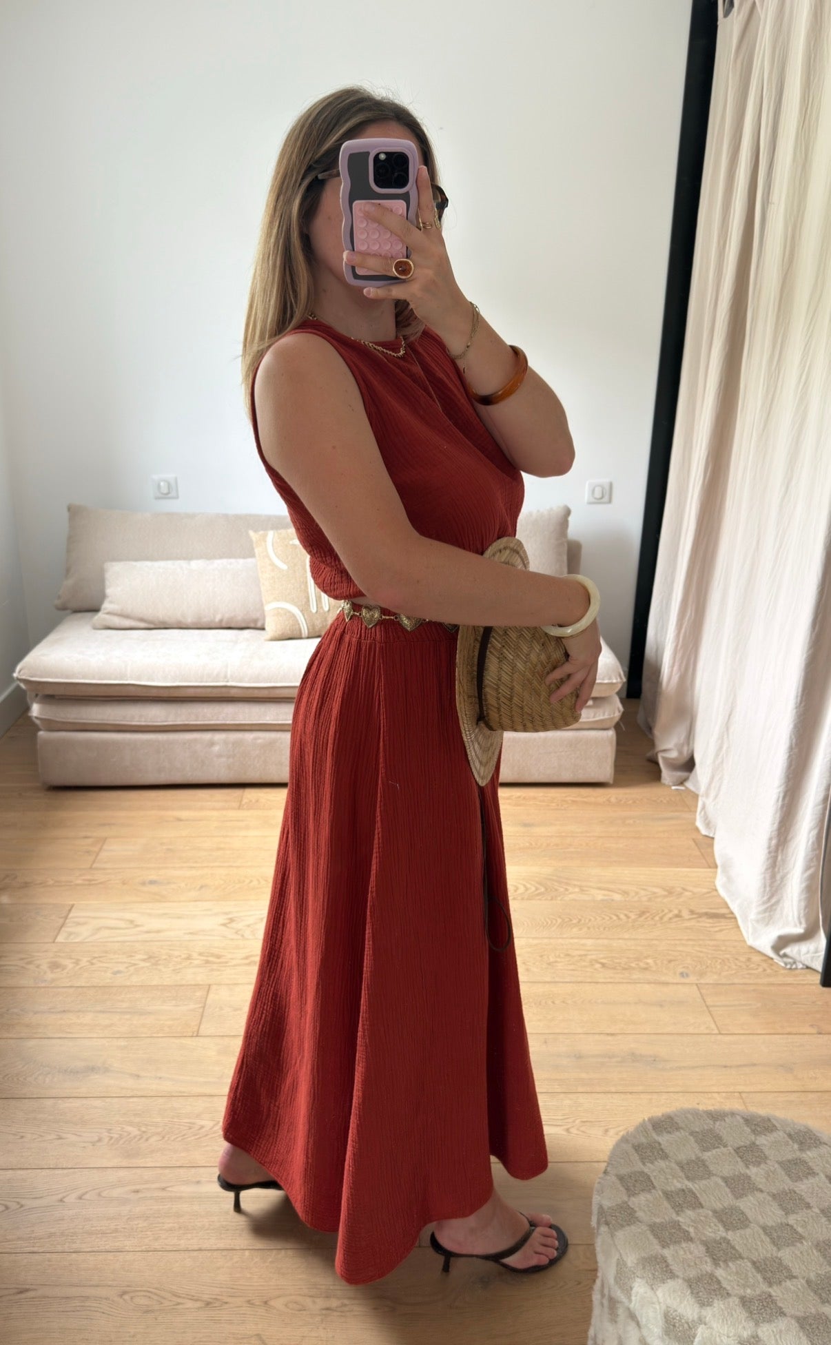 Ensemble gaze de coton Terracotta