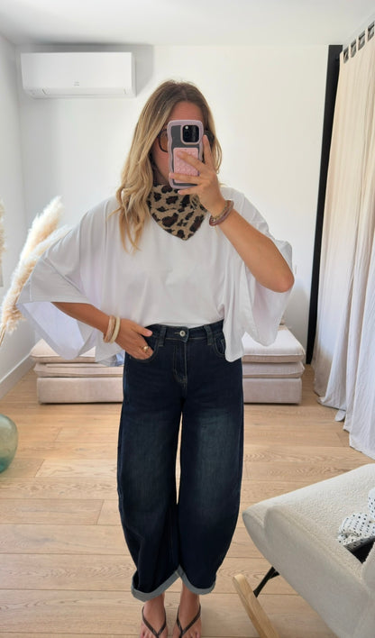 ZOÉ — T-SHIRT OVERSIZE CHAUVE-SOURIS BLANC