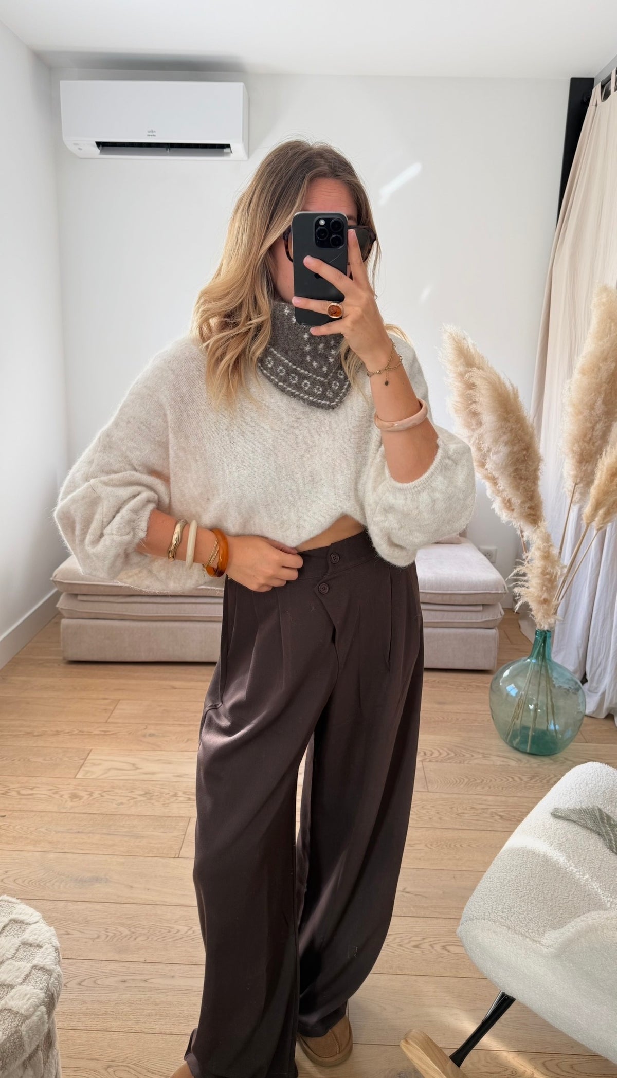 STELLA - pull oversize à manches ballon crème