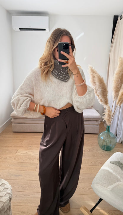 STELLA - pull oversize à manches ballon crème