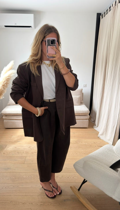 LENA — BLAZER OVERSIZE MARRON