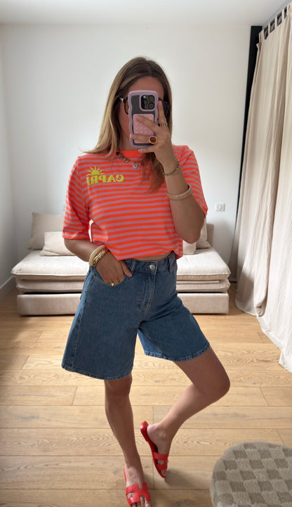 Marinière Capri orange et rose 💖