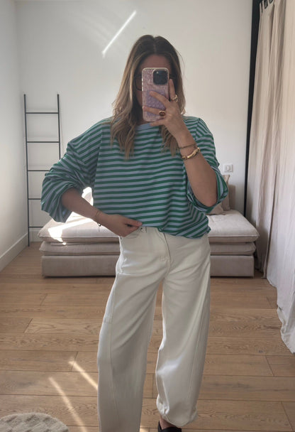 Top à rayures oversize bleu